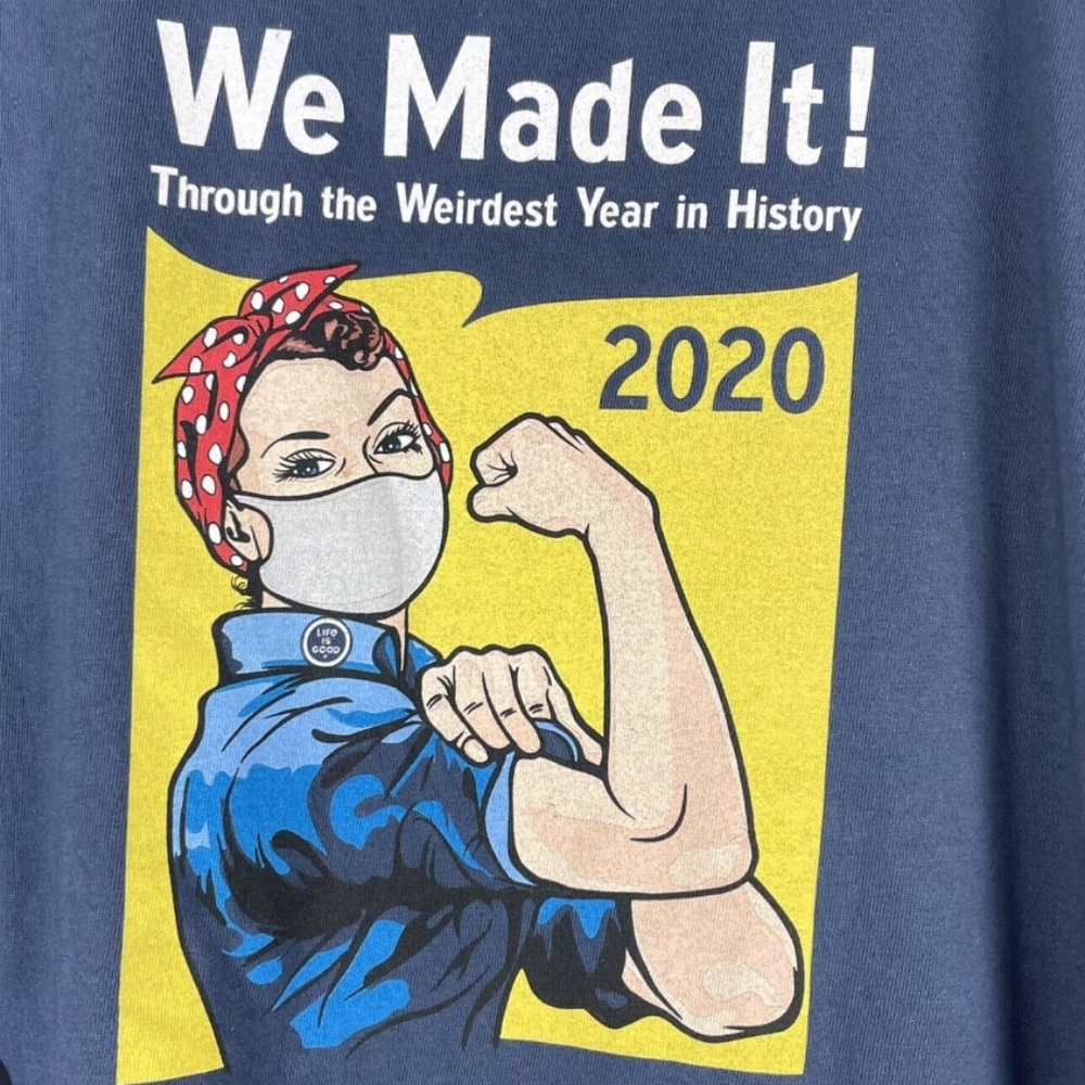 Life is Good "We Made It 2020" Rosie Short Sleeve Crusher Tee Shirt Sz S